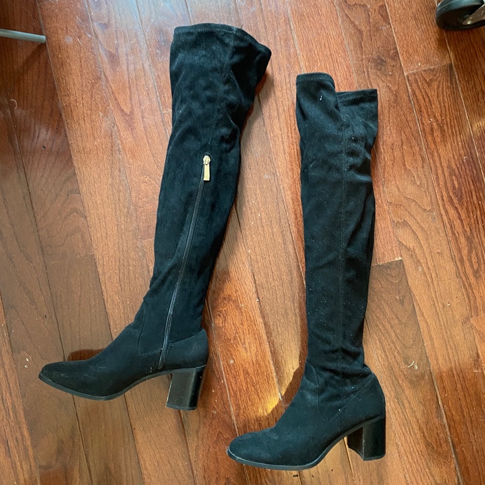 Zara Black Thigh High Boots